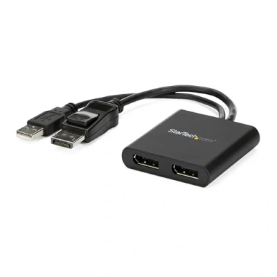 Imagen de StarTech.com Hub MST de 2 Puertos DisplayPort 1.2 Divisor Splitter DP Monitores Adaptador a 2x 4K 30Hz Alimentado por USB Windows Solamente (MSTDP122DP)
