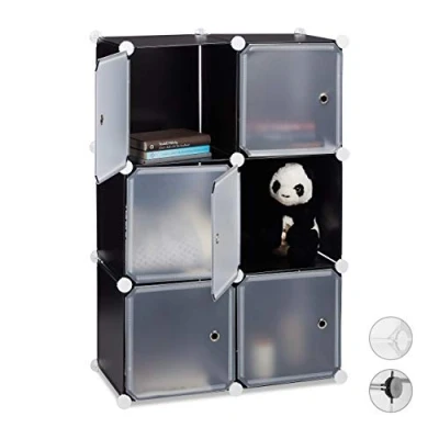 Imagen de Relaxdays Estantería Modular Cubo con 6 Compartimentos, Negro, 97.5 x 66 32 cm