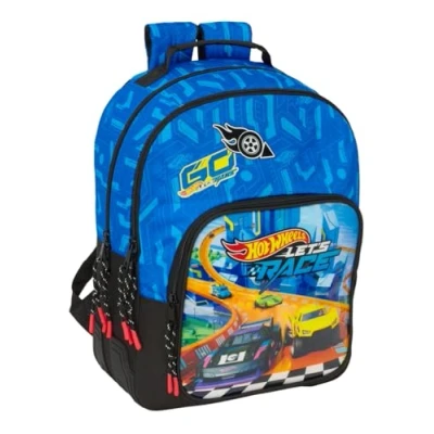 Imagen de Safta HOT WHEELS LET&#039;S RACE Mochila Escolar Infantil, Ideal para Niños de Diferentes Edades, Cómoda y Versátil, Calidad Resistencia, 32x15x42 cm