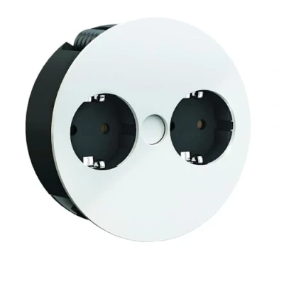 Imagen de Bachmann 931.250 Twist Unidad de Toma Corriente, 2X enchufes con Puesta a Tierra, Blanco Mate