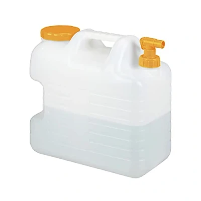Imagen de Relaxdays Garrafa con Grifo, 20 litros, Plástico sin BPA, Tapón Cuello Ancho, Asa, Bidón Acampada, Blanco y Naranja