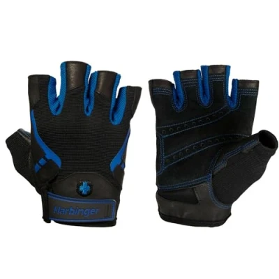 Imagen de Harbinger Pro Levantamiento de Pesas, protección Palma Cuero, Guantes Fitness, Azul, S, Unisex