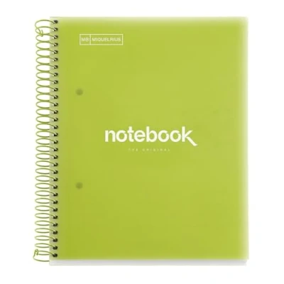 Imagen de Miquelrius Cuaderno A5 Notebook Emotions, 120 Hojas 90 g/m², Rayado Horizontal 7 mm, 5 Franjas de Colores, Espiral Microperforado, Tapa Polipropileno, 2 Taladros, Colorr Lima