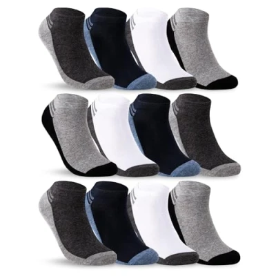 Imagen de sockenkauf24 12 Pares Calcetines Cortos Tobilleros Hombre 47 50 Transpirables Algodón Multicolor