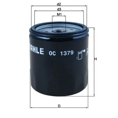Imagen de MAHLE ORIGINAL OC 1379 Filtro de aceite con válvula bloqueo retorno enroscable