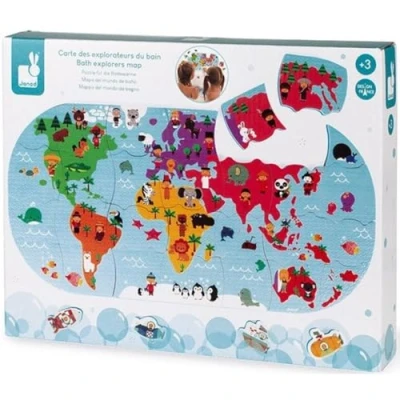 Imagen de Janod Mapa del Mundo de Baño Juguete para Niños Pequeños Manipulación y Destreza A partir 3 Años, J04719