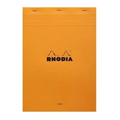 Imagen de RHODIA 18600C Bloc Notes Agrafé N18 Orange A4 Ligné 80 Feuilles Détachables Papier Clairefontaine Blanc g/m² Couverture en Carte Enduite Paquet de 5 blocs
