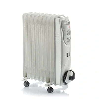 Imagen de InnovaGoods® radiador electrico bajo consumo, aceite radiador, termostato regulable, proteccion sobrecalentamiento, ruedas giratorias 360º, (blanco, 9 Módulos)
