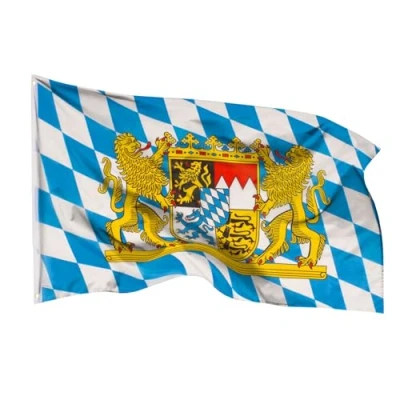 Imagen de Banderas de aricona bandera baviera resistente a la intemperie con 2 ojales metal bávara tradicional 90 x 150 cm