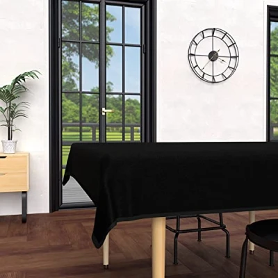 Imagen de Soleil d&#039;ocre Mantel Boheme Antimanchas de Microfibra Lavada, Rectangular, Negro, 140 x 240 cm