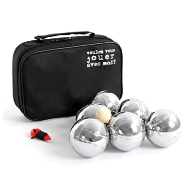 Imagen de Toboli Juego de Petanca 6 Bolas Metal con Bola Objetivo o boliche más un medidor Distancia,