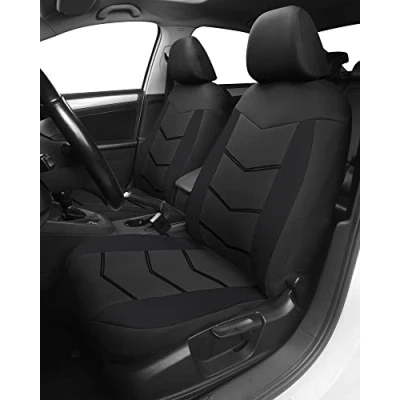 Imagen de TOYOUN Fundas Asientos Coche Universal Delanteros de Poliéster para Conductor y Copiloto Cerdito Accesorios Automóvil 2 Plazas,Negro