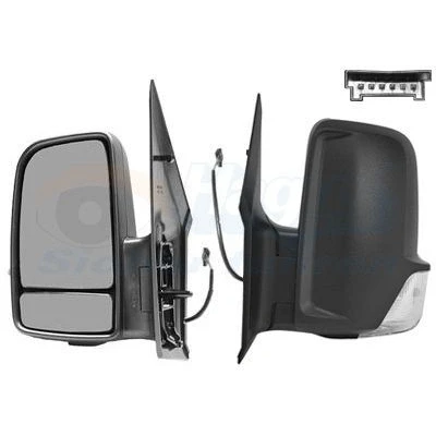 Imagen de espejo retrovisor Van Wezel 3077827 con cable izquierda negro completo, convexo, para ajuste elect. espejo, calefactable, de ángulo muer