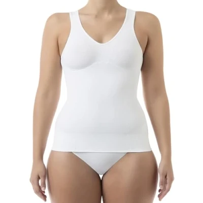 Imagen de Farmacell Shape 607 (Blanco, XL) Camiseta de Microfibra contenitiva y Moldeadora, con Efecto Push up