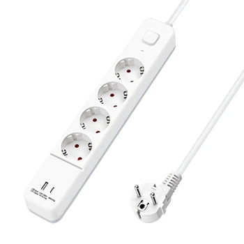 Imagen de Aigostar Regleta alargador de 4 enchufes con cable 1,5 metros e interruptor USB+TYPE C