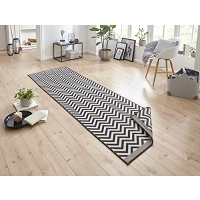Imagen de NORTHRUGS Alfombra para interior y exterior, 80 x 250 cm, reversible, resistente a la intemperie, diseño moderno en zigzag, balcón, terraza, jardín, jardín de invierno, salón, al agua,