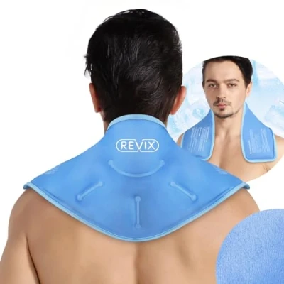Imagen de REVIX Bolsa de hielo gel para el cuello XL lesiones, reutilizable, Paquete aliviar dolor, compresa fría y caliente dolor crónico, lesiones deportivas