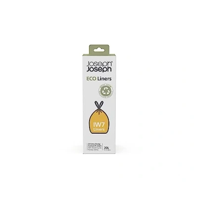 Imagen de Joseph IW7 Bolsas ecológicas en plástico reciclado, de basura cocina con cordón, Extra Resistentes Paquete 20, Capacidad 20 Litros, Gris