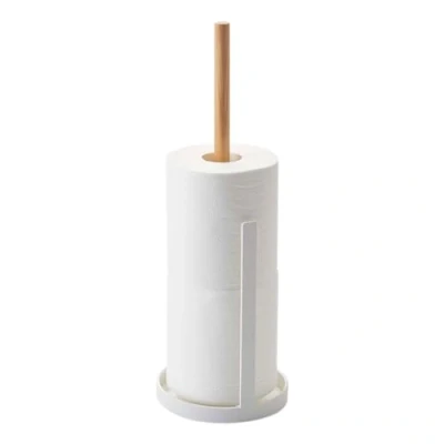 Imagen de Yamazaki 2346 Tosca Soporte de Papel higiénico, Blanco, Acero/Madera, Minimalista, 13 x 37.5 cm