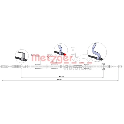 Imagen de METZGER 1.KI017 Cable de Freno Mano Atrás derecha 1750/1527 Discos