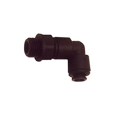 Imagen de Acoplamiento roscado en ángulo POM, G 3/8 A, para manguera de diámetro exterior 8 mm, presión trabajo máx. 16 bares.
