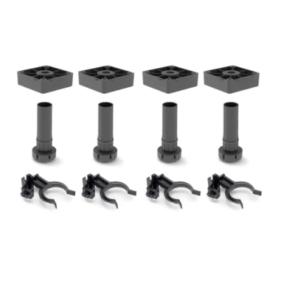 Imagen de EMUCA Patas para Mueble de Cocina con Base Cuadrada, pies plástico Muebles Color Negro, Lote 4 Regulables Alto 150mm
