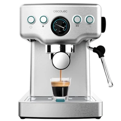 Imagen de Cafetera express Cecotec Power Espresso 20 Barista Mini, bar, 1465 W, 1.8 l, 2 tazas, Manómetro, Thermoblock, Inox