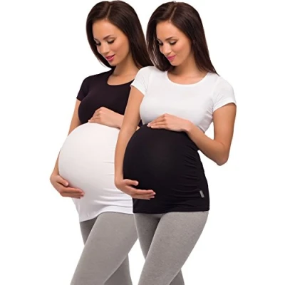 Imagen de Be Mammy Bandas de Maternidad del Vientre 04 2 Pack (Negro + Blanco, L)