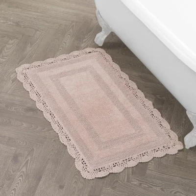 Imagen de Laura Ashley Alfombra de baño (algodón, 24 x 40 cm), Color Blanco, Blush, 24x40 in.