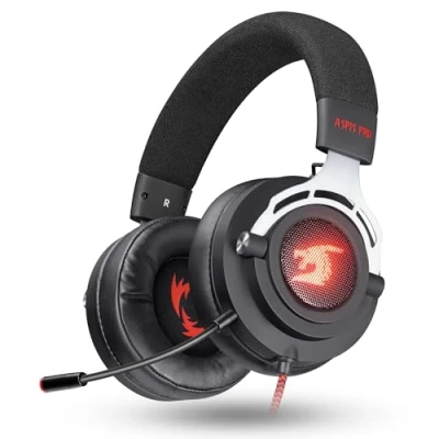 Imagen de Defender Aspis Pro Auriculares con cable para videojuegos micrófono, sonido envolvente 7.1, cable, luz LED, PC, PS4, PS5, color negro
