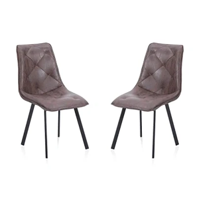 Imagen de Diamond, Pack 2 sillas de Comedor, Salón o Cocina, Acabado en Tejido Color Chocolate, Medidas: 45 cm (Ancho) x 63 (Largo) 87 (Alto)