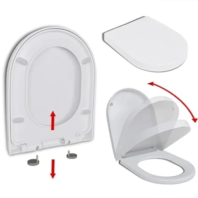 Imagen de vidaXL Tapa de Inodoro Váter Asiento Cierre Suave Blanca Cuadrada WC