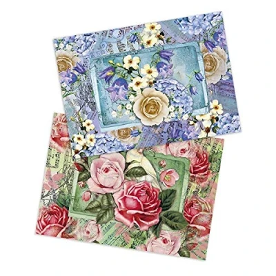 Imagen de Ideen mit Herz 2 hojas papel de arroz precioso decoupage, DIN A4, diseños diferentes, vintage, Navidad, etc.