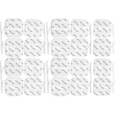 Imagen de 20 electrodos axion Parches de recambio 5x5 cm para electroestimulador TENS y EMS reutilizables autoadhesivos con conector pin 2 mm