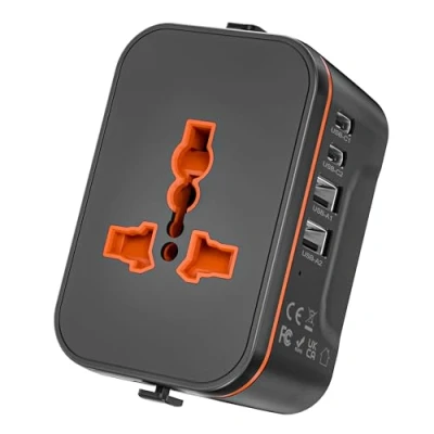 Imagen de Adaptador Enchufe Universal,Adaptador de Viaje con 2USB y 2 USB Tipo C,Adaptador Universal Cargador para EU USA UK Irland Austuralia Japon Americano Español Más 224 Países