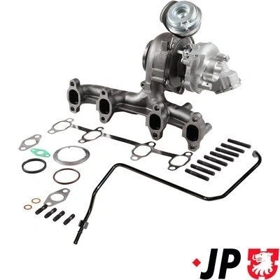 Imagen de JP GROUP 1117800810 Turbocompresor de gases escape incl. kit juntas, con tubería entrada aceite VOLKSWAGEN: Golf 5, Touran I