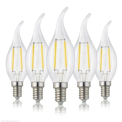 Imagen de hellum 220520 Bombilla LED (5 velas, casquillo E14, luz blanca cálida, 250 lúmenes, 2 W, equivalente a bombillas de 25 2700 K, cálida)