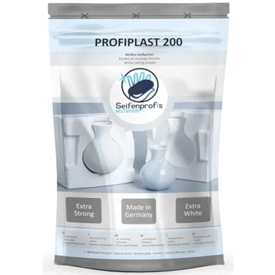 Imagen de Seifenprofis Profiplast 200 Polvo de moldeo en relieve, 900 g, embalaje prueba, color blanco extrablanco, masa para moldear, modelar, estructurar, adultos