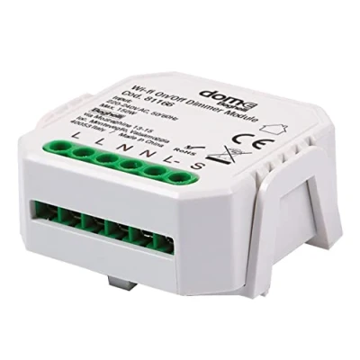 Imagen de Beghelli Dom e interruptor WiFi, módulo actuador inalámbrico On Off, relé y atenuador inteligente, control de luces desde smartphone, compatible con Alexa Google Assistant, App E, grupo,
