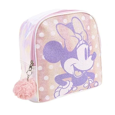 Imagen de Mochila Infantil de Minnie Mouse Cierre Cremallera con Pompón 18 x 21 10 cm Pequeña Costuras Reforzadas Producto Original Diseñado en España