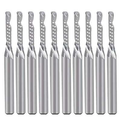 Imagen de 10 fresas de vástago en espiral corte único Flute Down Cut 1/8 pulgadas con (0,078 pulgadas) diámetro 2 mm, longitud 12 mm para madera, acrílico