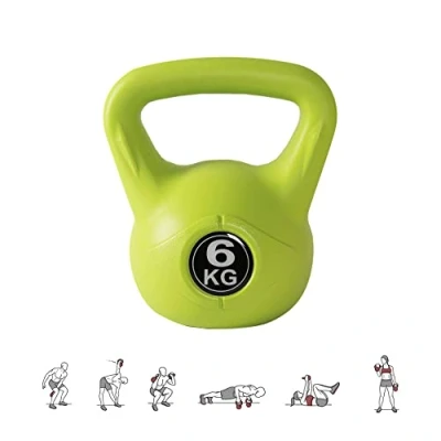 Imagen de Pesa Rusa de 6 kg. Kettlebell Hormigón con Mango Ergonómico. Mancuerna para Entrenamiento Muscular en Casa y Gimnasio.