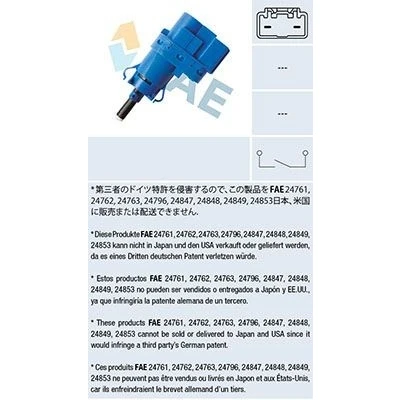 Imagen de FAE 24853 Interruptor luces freno mecánico 2 MAZDA: 3 Hatchback