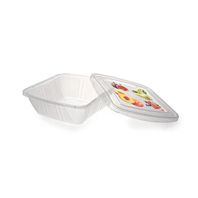 Imagen de Snips Transparente, Set 3 Alimentos Cuadrados de 0,50 litros, Contenedores plástico Tapa Decorada, Medidas 15 x 5,5 cm, Made in Italy, 0% BPA y Phthalate Free, 0.5 L