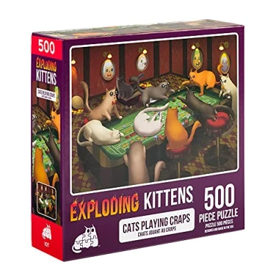 Imagen de Exploding Kittens Jigsaw Puzzles For Adults Cats Playing Craps 500 Piece Family Fun &amp; Game Night