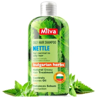 Imagen de Milva Champu para Pelo Graso de Ortiga Natural Cabello y Fino sin Sulfatos Antigrasa Hombre Mujer Rraíces Grasas Puntas Secas Sebo 200 ml