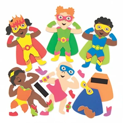Imagen de Baker Ross AT895 Kits de Imanes héroe Estelar Mezcla y Combina (Paquete 8) Artes Manualidades para niños