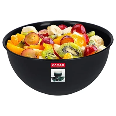 Imagen de KADAX cuenco de plástico, ensaladera, apilable, cocina, redondo para servir ensalada, masa, apto lavavajillas (5L, antracita)