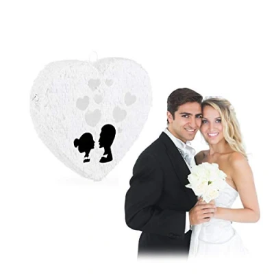 Imagen de Relaxdays Piñata Boda de Corazón, Papel, Blanco, 45 x 50 10 cm, Color, Pinata einzeln (10025186)