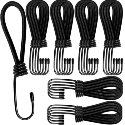 Imagen de Xpieoyrm 25 Piezas Cuerdas elásticas Cortas con Ganchos, 15cm Gancho Expansor, Cuerda Tensora Elastica, Tensores de Lonas Ganchos en Espiral para Carpas, Elásticos Carpas